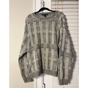 Northern Isles Mens L 3D Chunky Knit Sweater Pullover Textured Pattern Crew Neck